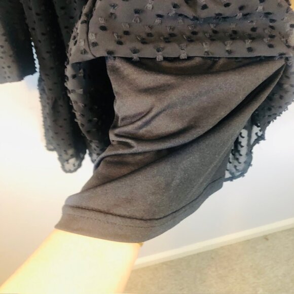 H&M Babydoll Dress SIZE 2 Black Sheer Swiss Dot Ruffle Collar Tie Neck T… - Picture 7 of 11